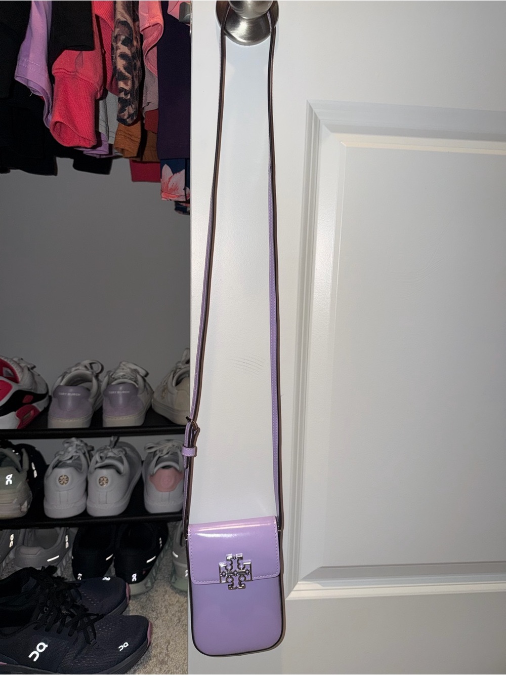 Tory Burch Lavender Patent Leather Crossbody Phone Bag